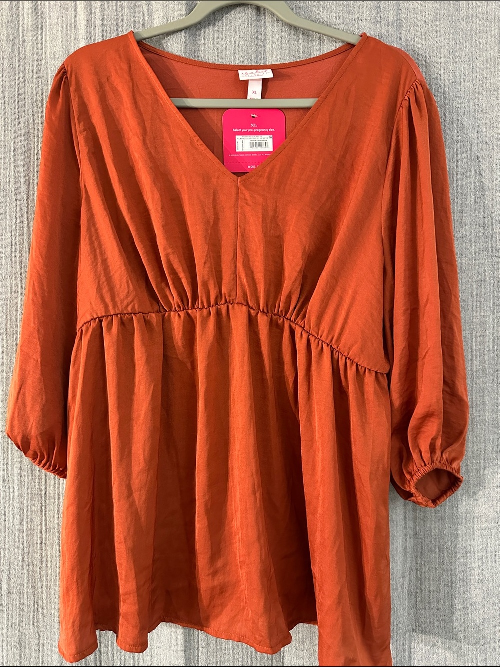 Ingrid & Isabel Rust V-Neck Peasant Tunic Maternity Top